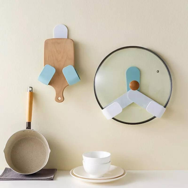 2022 Creative Wall Mounted Pot Lid Holder Rotating Folding Adjustable Pan Cover Storage Rack Kitchen Under Sink Cutting Board