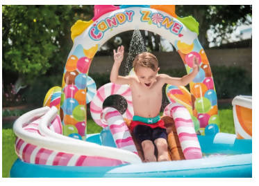 Kids Yard Garden Lawn Large Inflatable Candy Lollipop Spray Water Splash Play Swimming Pool With Slide 295x191x130cm