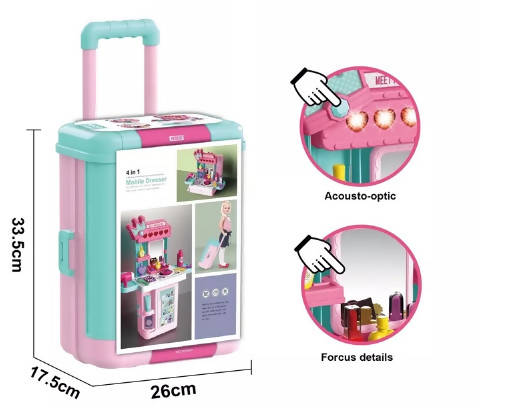 4 in 1 Mobile Dresser Table Trolley Case 35PCS With Music And Light 4 Modes Of Variable Quick Assemble