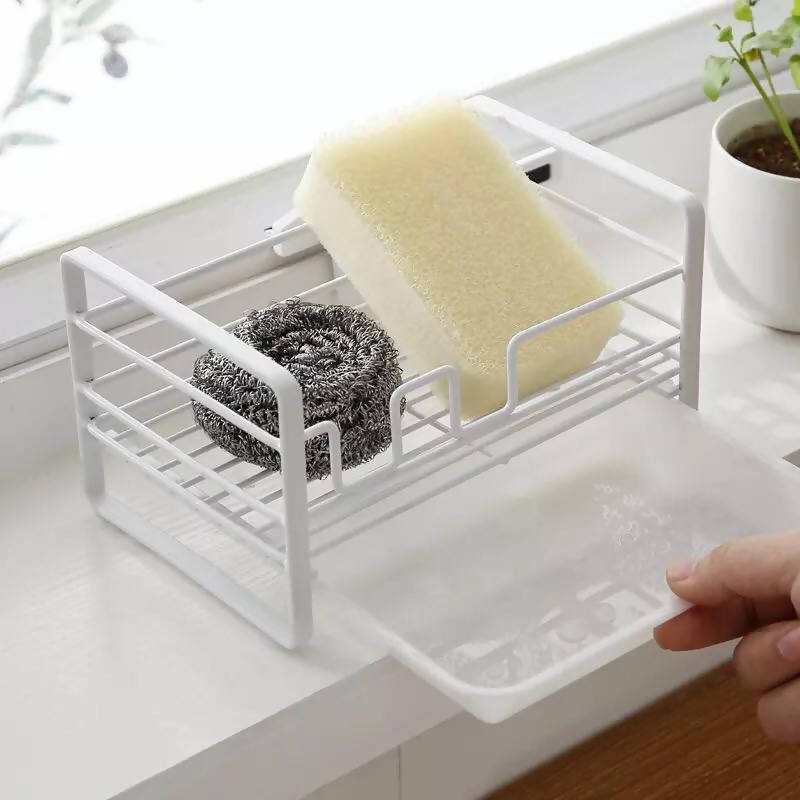 Kitchen Sponge Storage Rack Iron Sponge Drain Rack Steel Ball Soap Dish Cloth Sink Kitchen Storage Shelf Kitchen Accessories