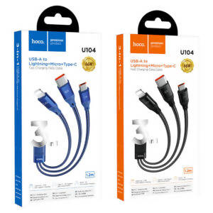 Cable 3-in-1 “U104 Ultra” 6A charging data sync