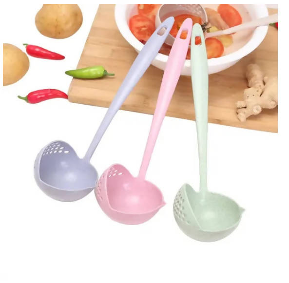 2 in 1 Wheat Straw Soup Spoon Long Handle