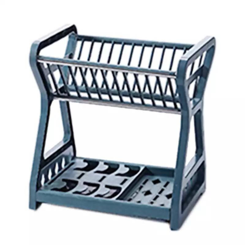 Double-Layer Kitchen Dish Bowl Draining Storage Rack Basket with Chopstick Cage Storage Shelf Drying Stand Draining