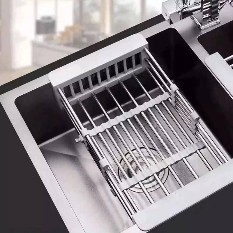 Steel Adjustable Dish Drying Rack For Home Kitchen Outdoor BBQ Telescopic Filter Basket Kitchen Sink Drainage Rack