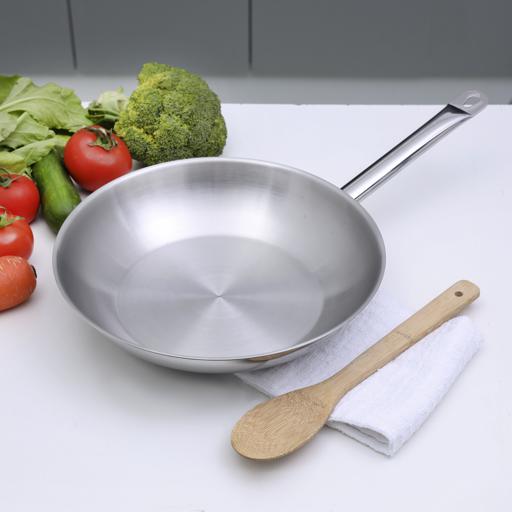 Royalford RF10131 Stainless Steel Fry Pan, 3 Layer Extra Thick Base