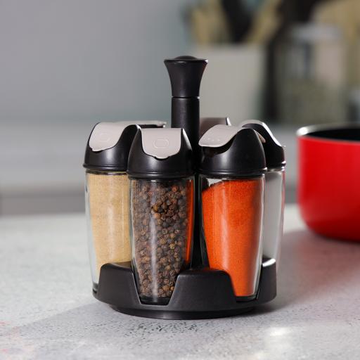 Spice Rack Set 6 Jars with Revolving Stand