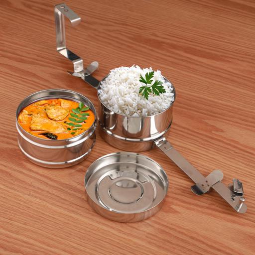 Royalford 2 Layer Bombay Tiffin Stainless Steel Silver