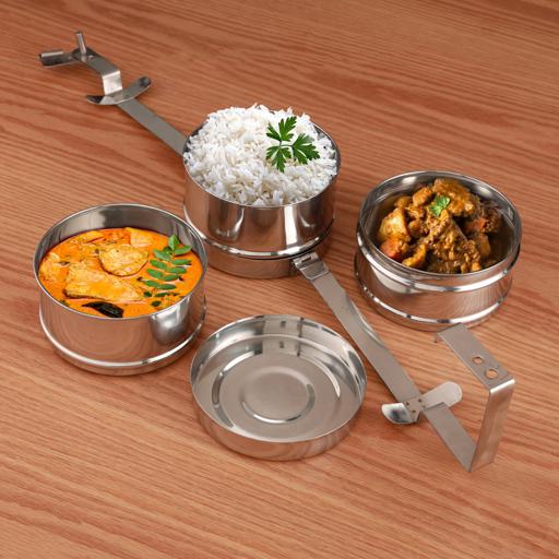 Royalford 3 Layer Bombay Tiffin Stainless Steel Silver