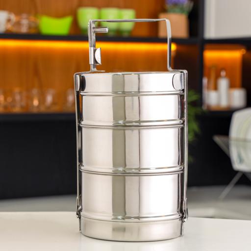 Royalford 3 Layer Bombay Tiffin Stainless Steel Silver