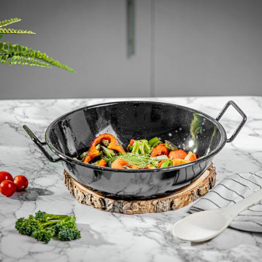 Royalford Enamel Coated Deep Paella Pan - 30Cm