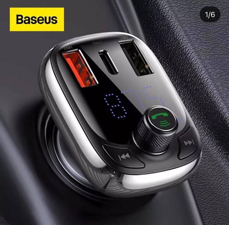 Baseus FM transmitter Bluetooth V5.0 handsfree car kit Audio mp3 player with PPS QC-3.0 Qc-4.0 pd 5a fast charging port