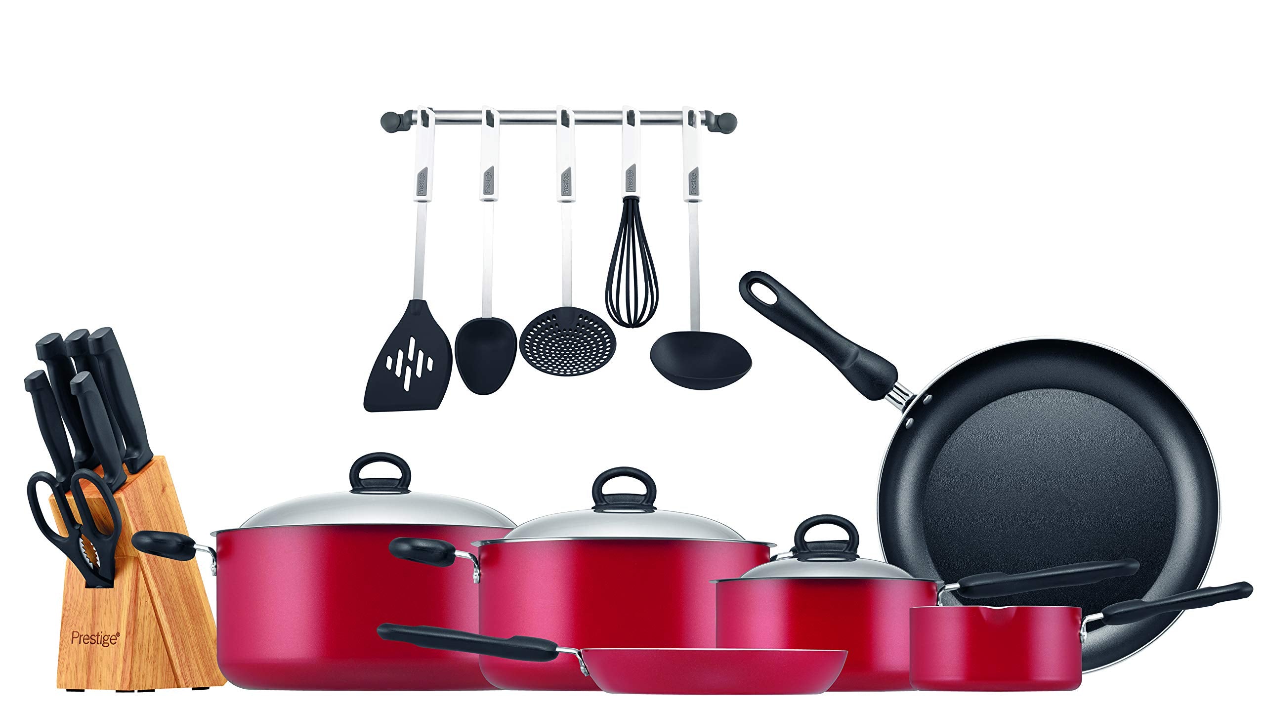 Prestige Non Stick 22 Pc Cookware Set Red