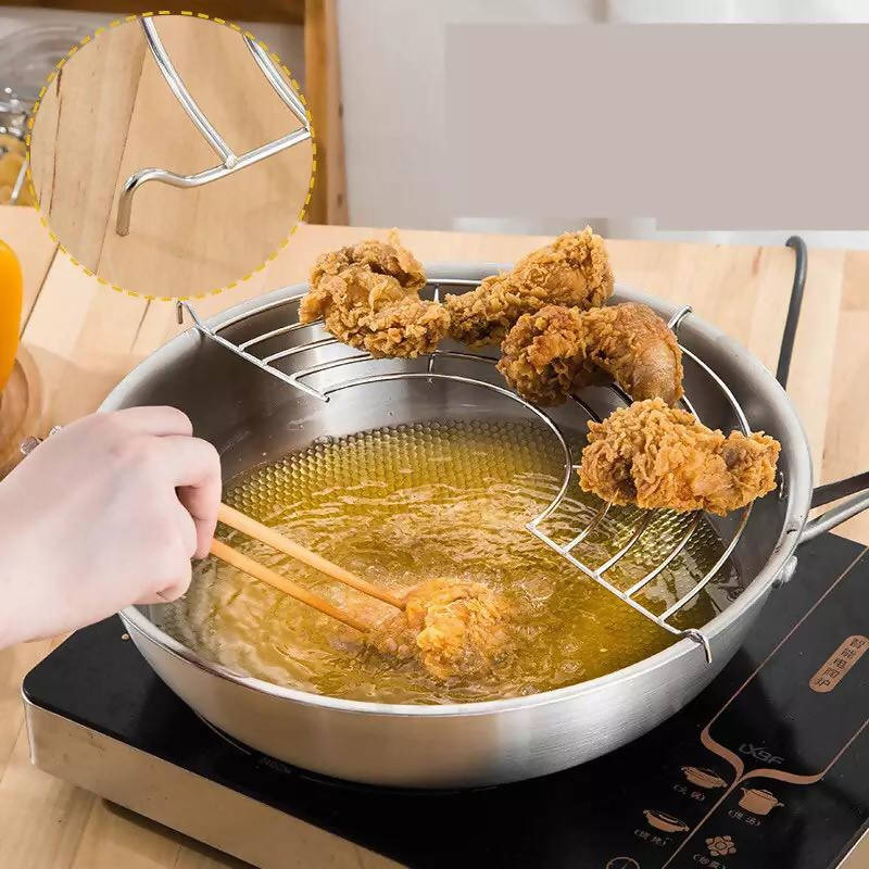 Multi-Function Frying Oil Filter Rack Stainless Steel Semicircle Steaming Drain Oil Holder Kitchen Cooking Foldable Gadgets