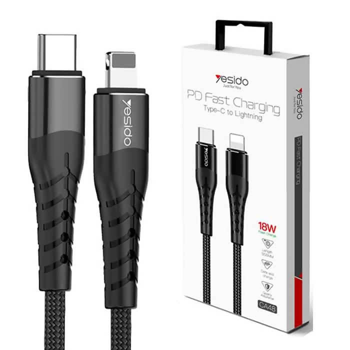 Yesido Fast To Lightning Charging Cable 18Watt Black