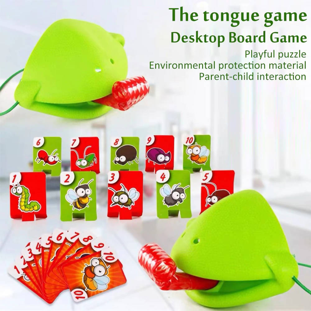 Funny Family Chameleon Tongue Funny Board Game Frog Mouth Eating CardPest Game For Party Toy Be Quick To Lick Cards Toy Set