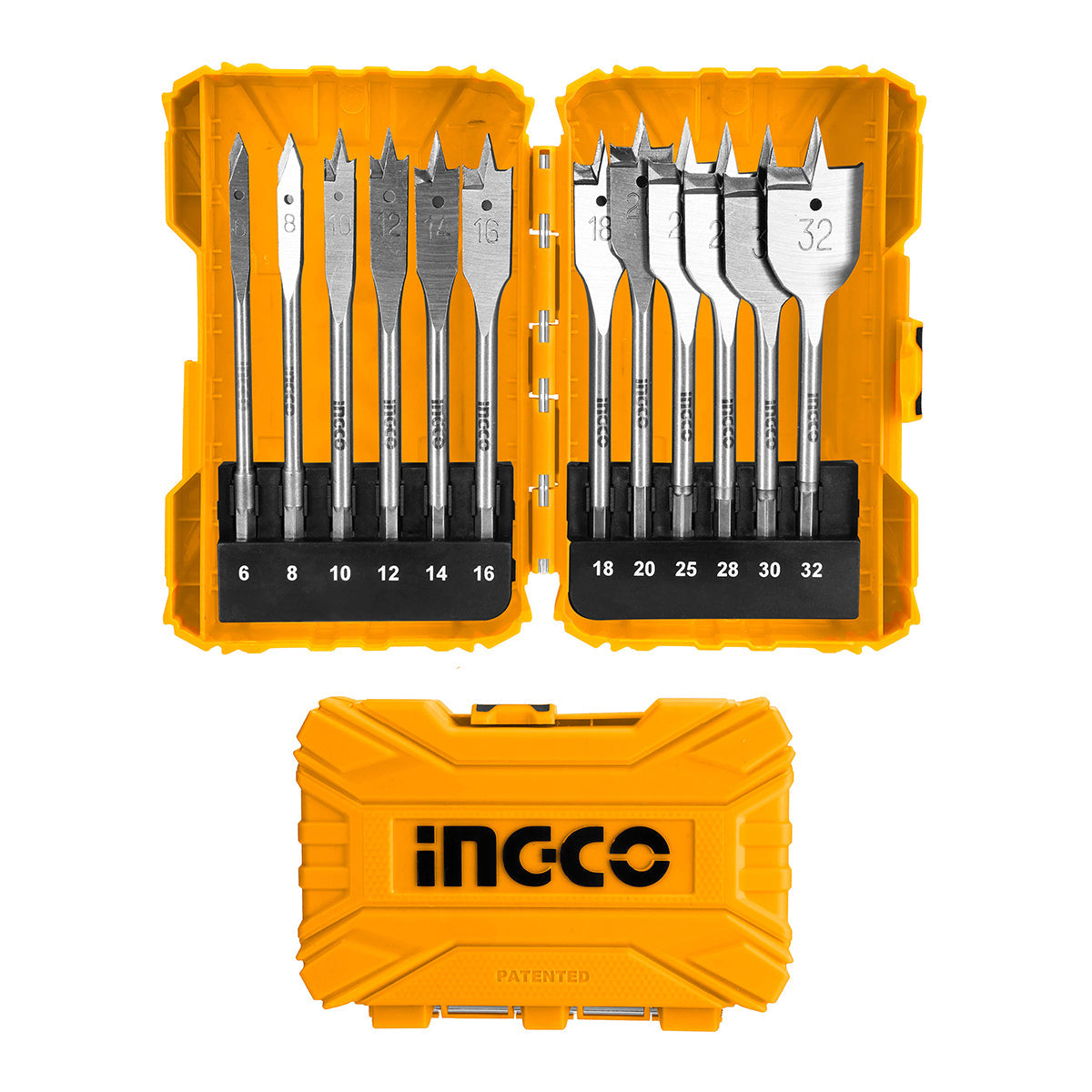 Ingco 12Pcs Flat Wood Drill Bits Set AKDL1201