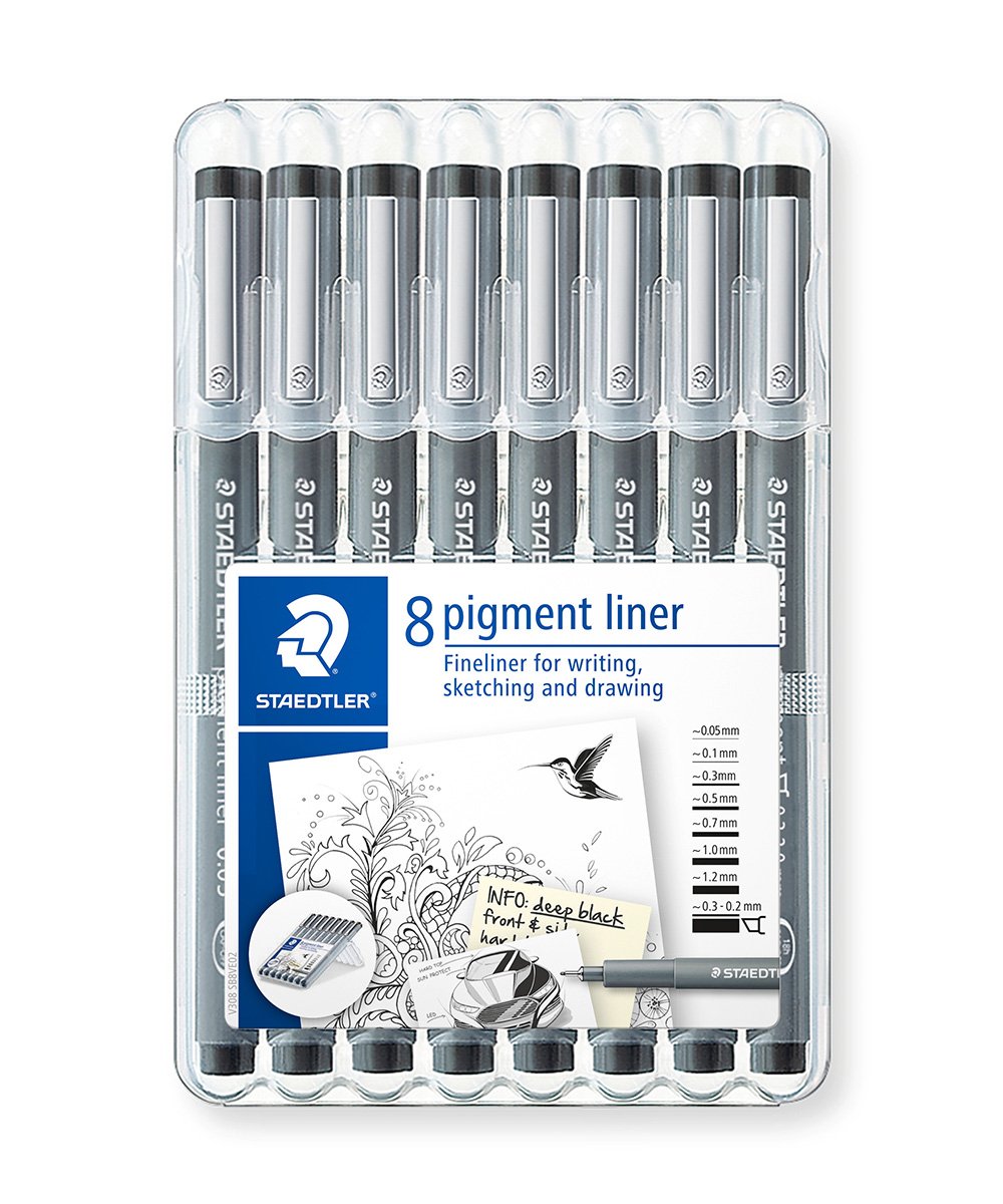 Staedtler Pigment Liner  Black 8 Pack