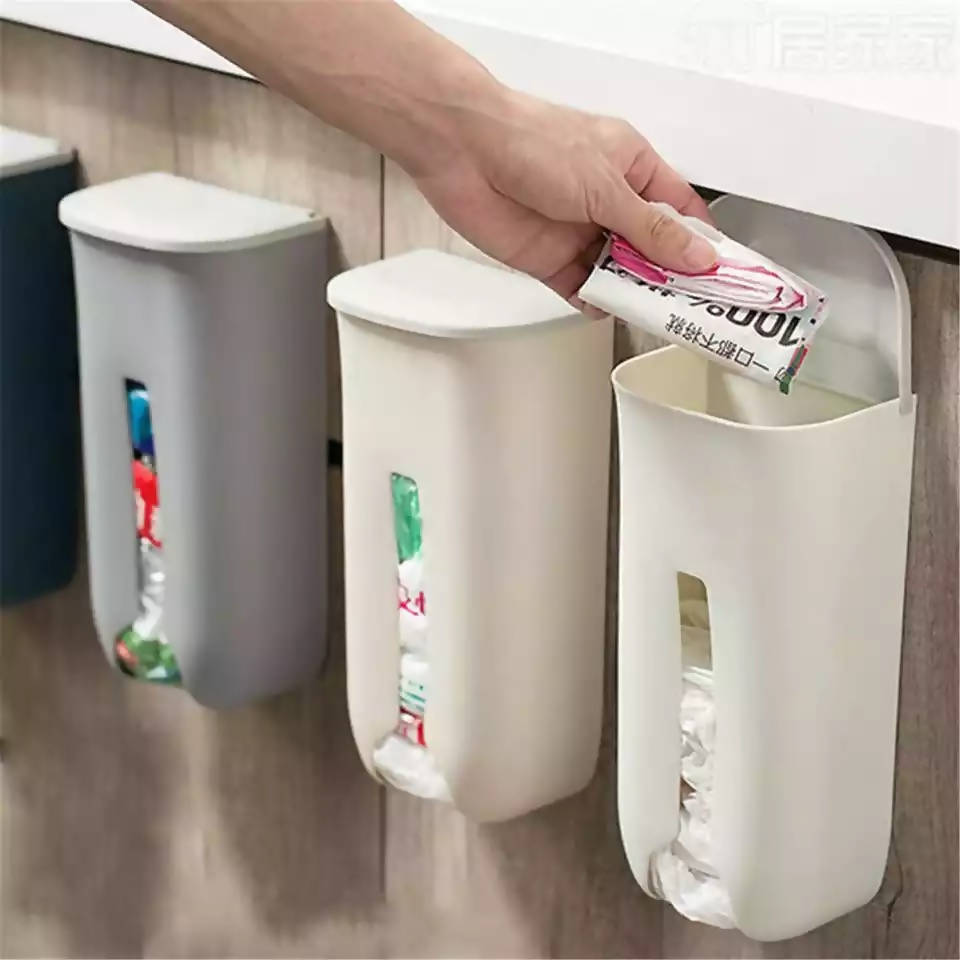1pc Wall-mounted Garbage Bag Storage Box With Pull-out Design For Kitchen,  Plastic Bag Organizer Container