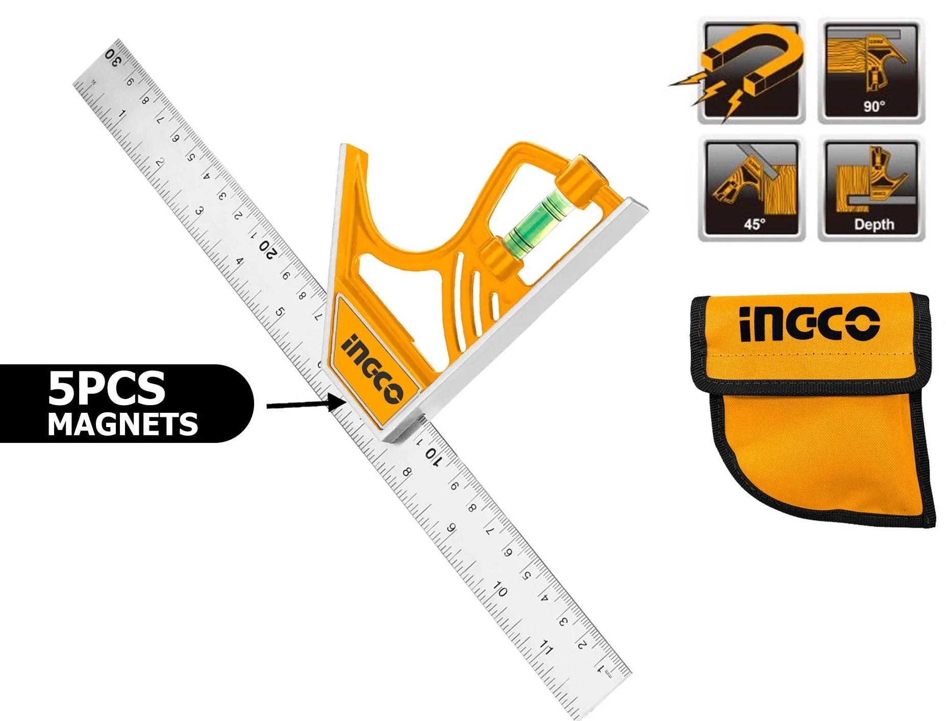 Ingco Magnetic Lock Combination Square - HSR530255