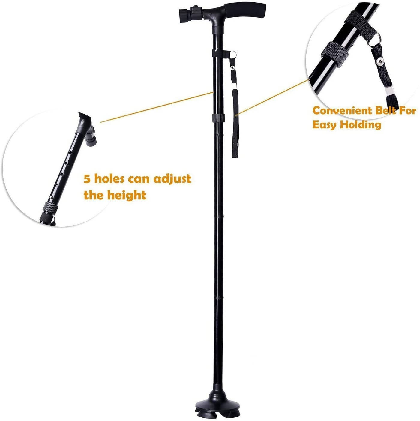 Ohuhu Walking Cane With LED Light Black