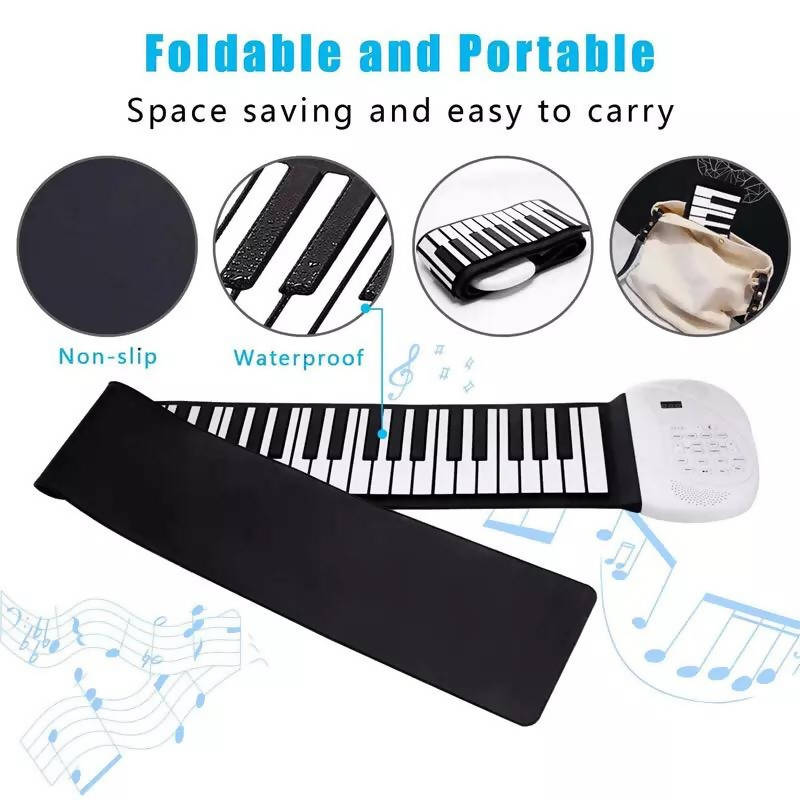 88 Keys Roll Up Piano Upgraded Portable Rechargeable Electronic Hand Roll Piano For Beginners Kids Adults Gift