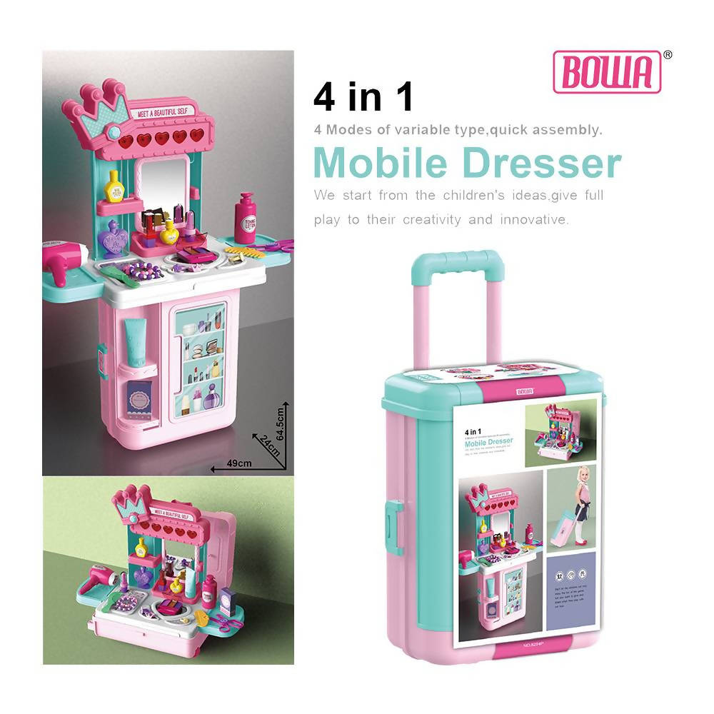 4 in 1 Mobile Dresser Table Trolley Case 35PCS With Music And Light 4 Modes Of Variable Quick Assemble