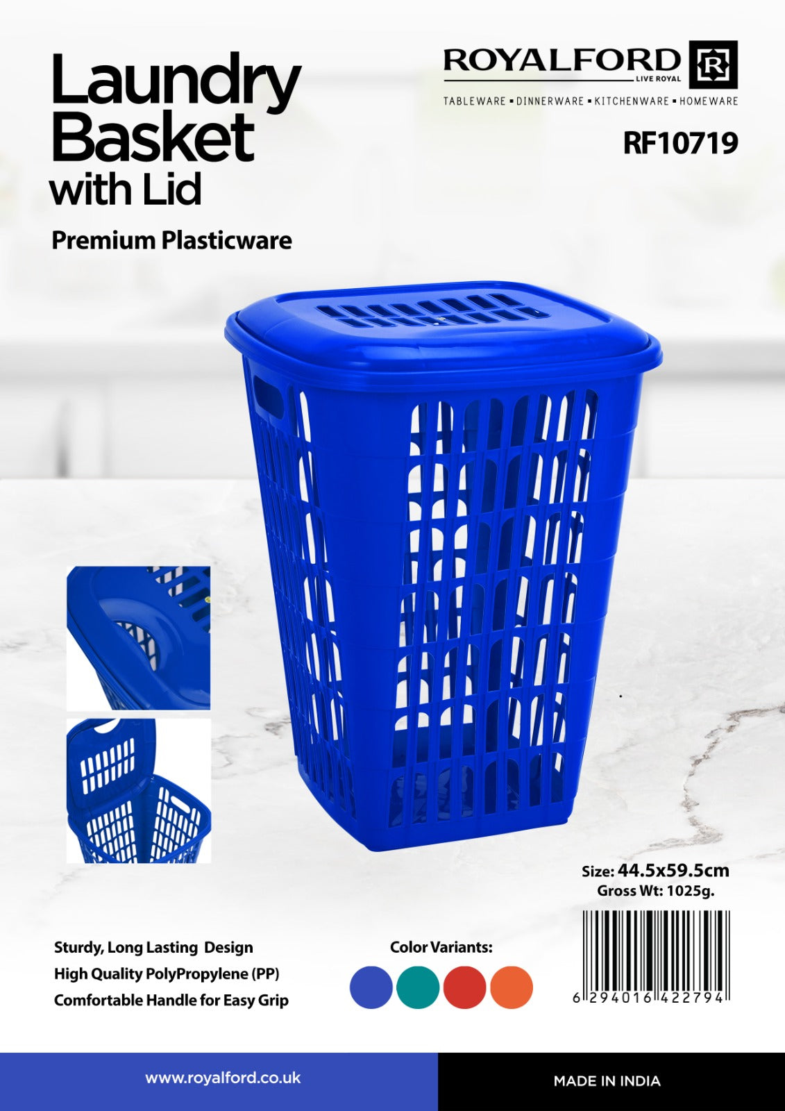 Royalford Laundry Basket with Lid Laundry Hamper