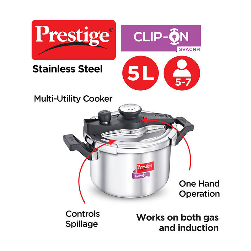 Prestige Clip-On Stainless Steel Svachh Cooker 5 Litres