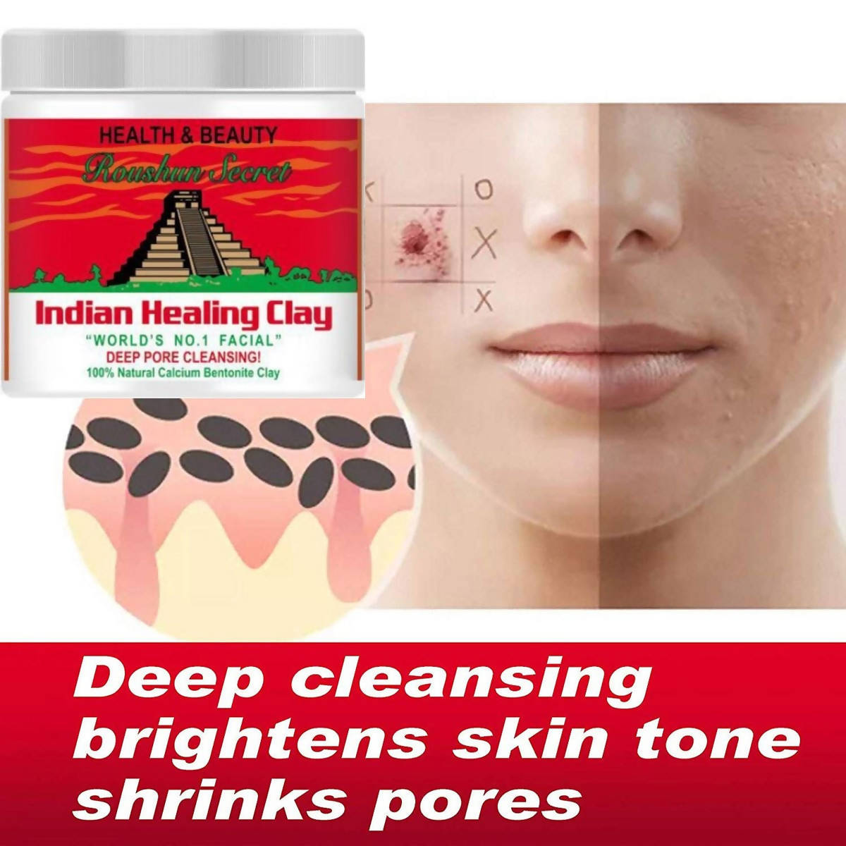 Roushun Secret Indian Healing Clay Deep Pore Cleansing