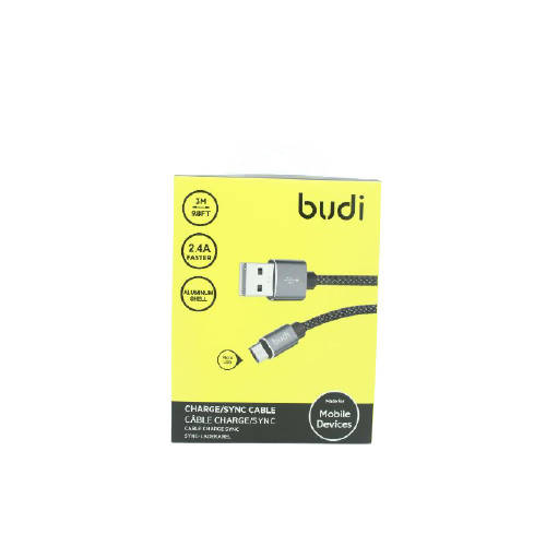 Budi M8J206M09 USB Micro 3M 2.4A Faster-BLACK