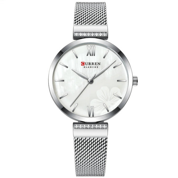 Curren Fashion Wristwatch CRN9067S-SLVR/WHT | Stainless Steel | Mesh Strap | Water-Resistant | Minimal | Quartz Movement | Lifestyle | Business | Scratch-resistant | Fashionable | Halabh.com