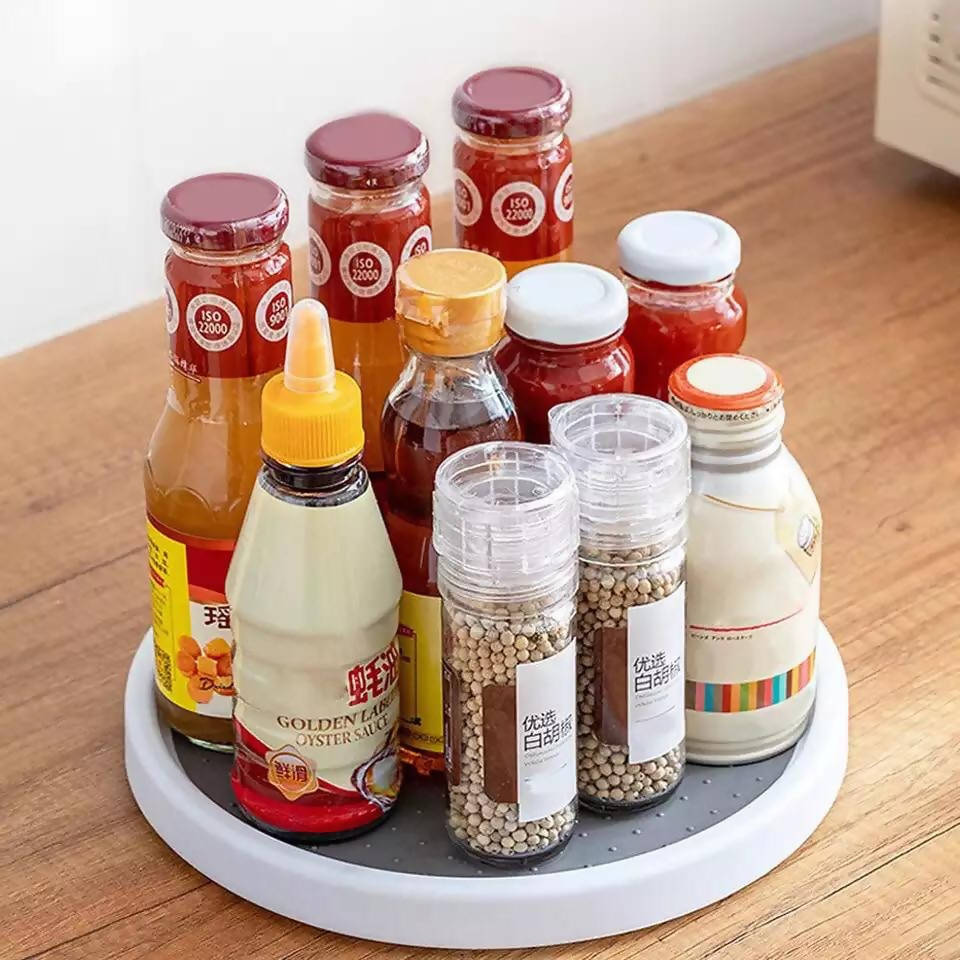 Durable 360 Rotating Round Spice Storage Rack Tray