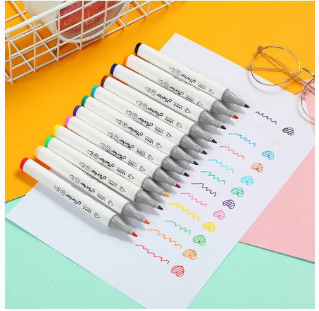 Aibelle Art 12/Colors Alcohol markers Manga Drawing Markers Pen Alcohol Based Non Toxic Sketch Oily Twin Brush Pen Art Supplies