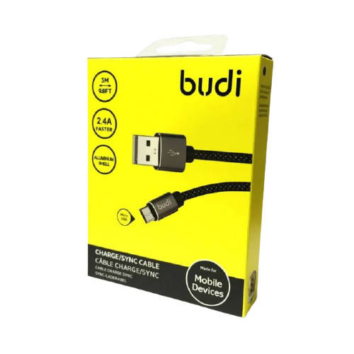 Budi M8J206M09 USB Micro 3M 2.4A Faster-BLACK