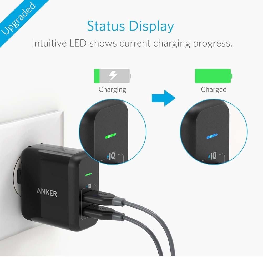 Anker PowerPort 24W 2 USB Port Black