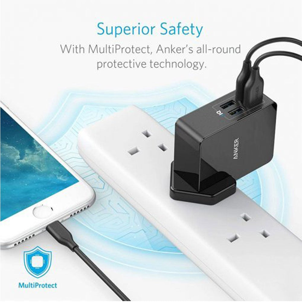 Anker PowerPort Wall Charger With 4 Ports Lite Charger 27W  Black