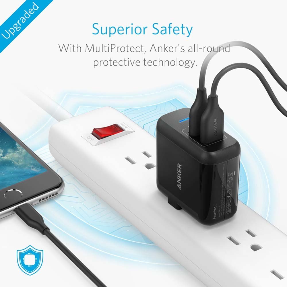 Anker PowerPort 24W 2 USB Port Black