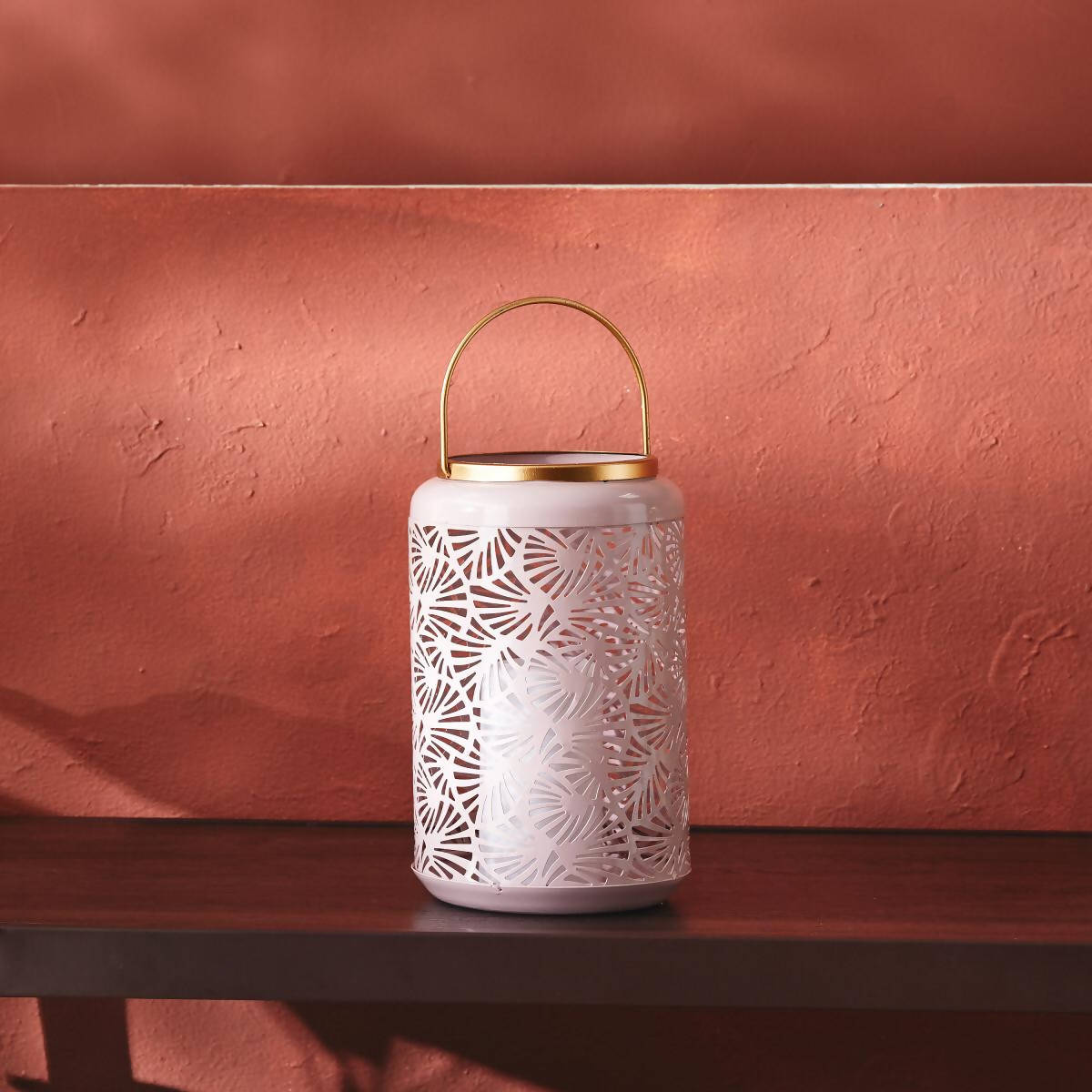 Nura Ginkgo Cutwork Lantern - 13x26 cms