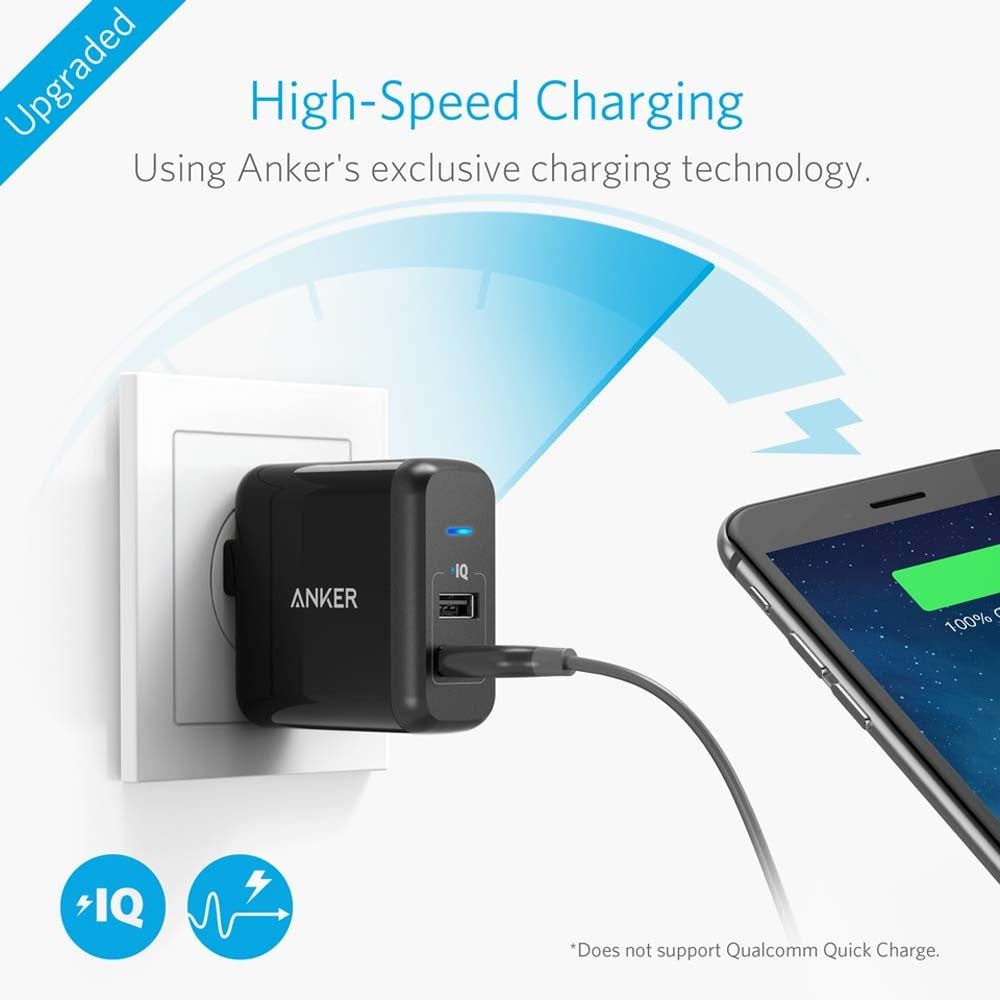 Anker PowerPort 24W 2 USB Port Black