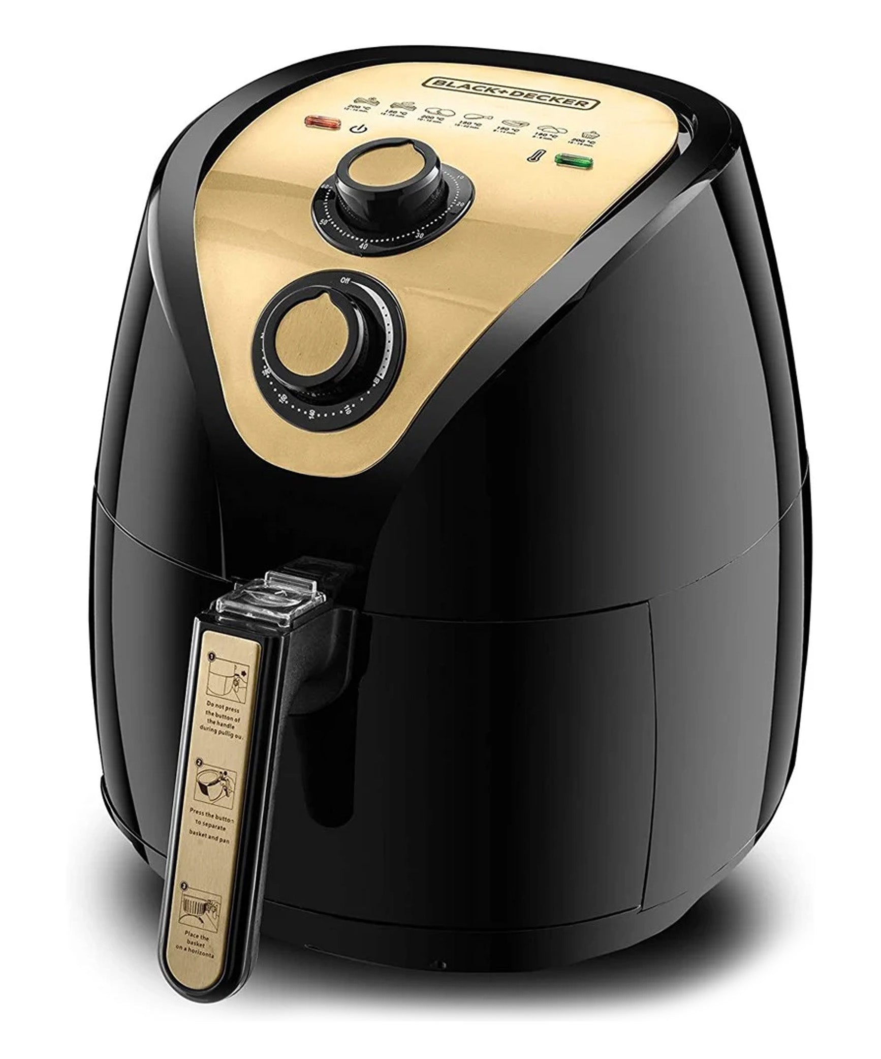 Black+Decker Air Fryer with Rapid Air Covection Technology Black and Gold