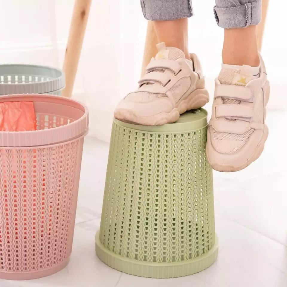 Household Self-pumping Garbage Bag Trash Can Round Pressure Ring No Lid Plastic Trash Can Plastic Bucket Living Room Kitchen