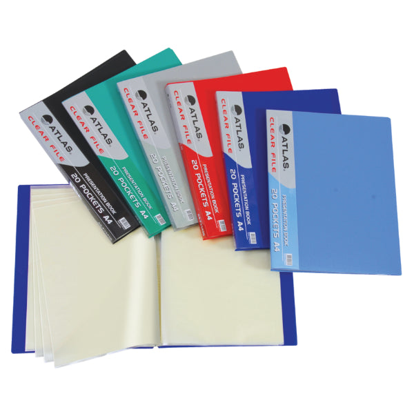 Atlas Clear File A4 30 Pocket Assorted, AS-F33430