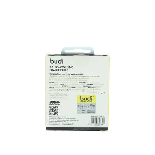 Budi M8J180T USB Type-C 1M 2.0A Faster-BLACK