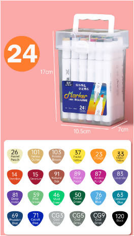 Aibelle Art 24/ Colors Alcohol Markers Manga Drawing Markers Pen Alcohol Based Non Toxic Sketch Oily Twin Brush Pen Art Supplies