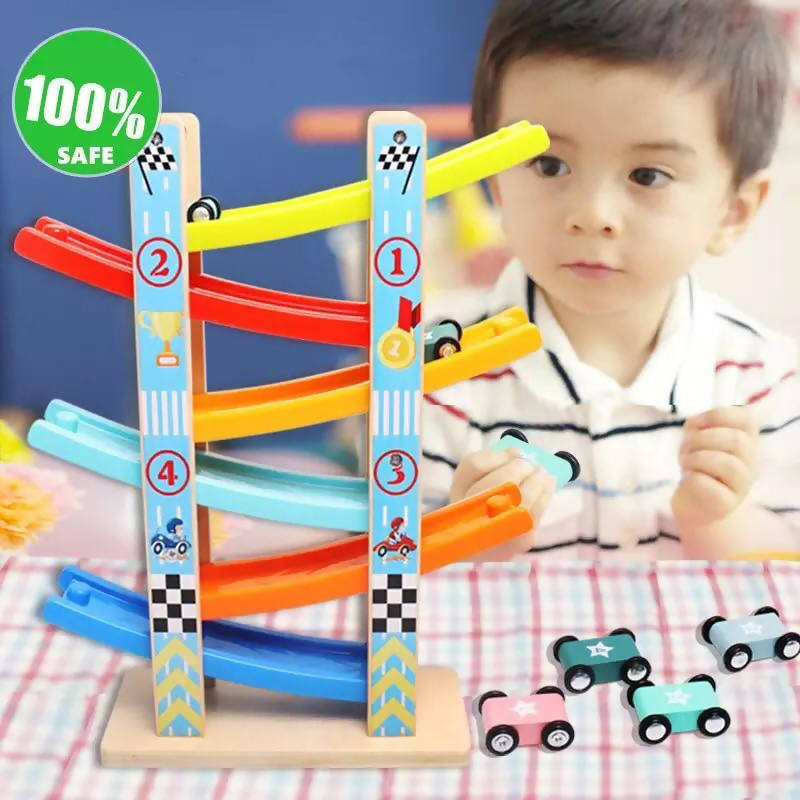 Wooden Baby Kids Slot Track Car Toys