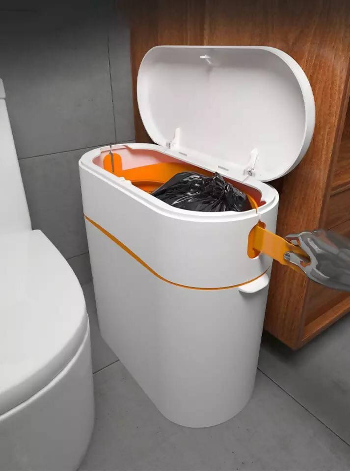 Convenient garbage bucket trash can with lid portable automatic packing living room bathroom kitchen trash storage box