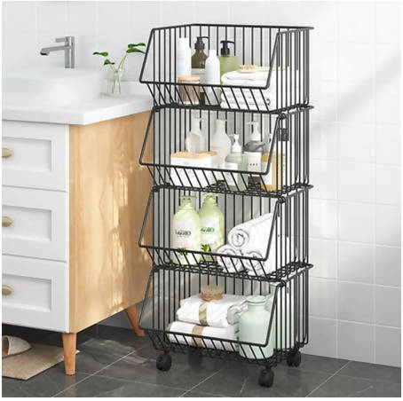 Household Multifunctional Movable Kitchen Rack Floor Trolley Multi Layer Kitchen Vegetable Basket Toy Storage Artifact