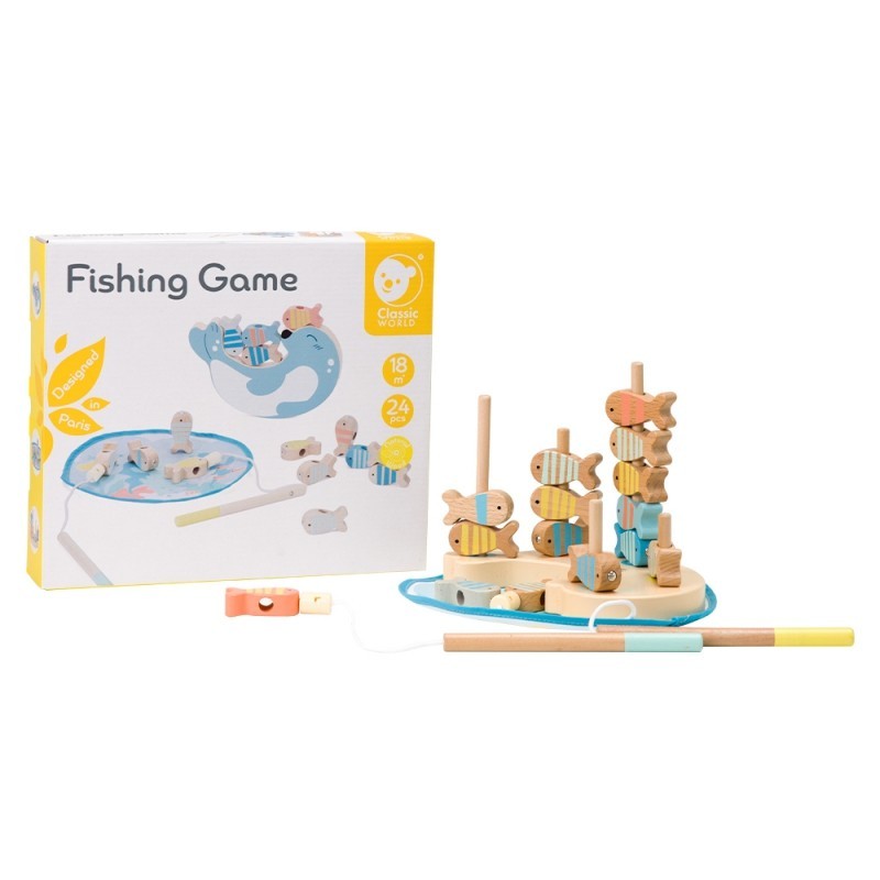 Classic World Wooden Magnetic Fishing & Stacking Game