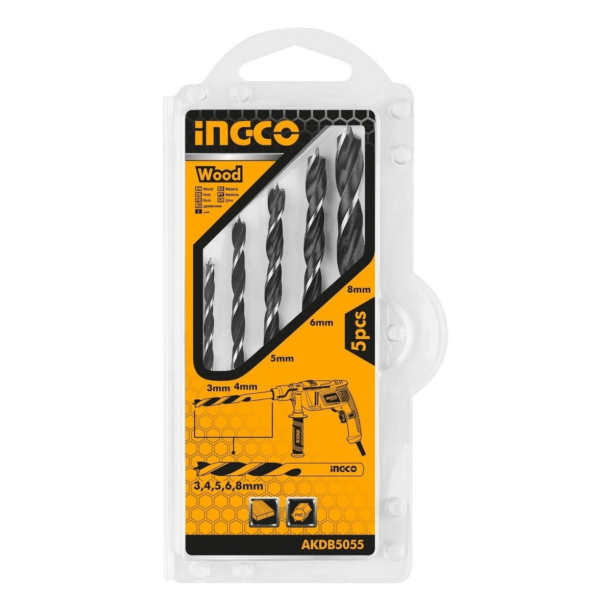 Ingco 5Pcs Wood Drill Bits Set AKDB5055