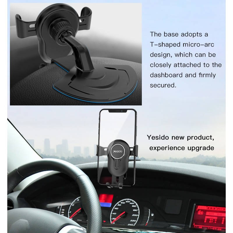 Yesido Gravity Car Holder For iphone Samsung Cell Mobile Phone Holder Black